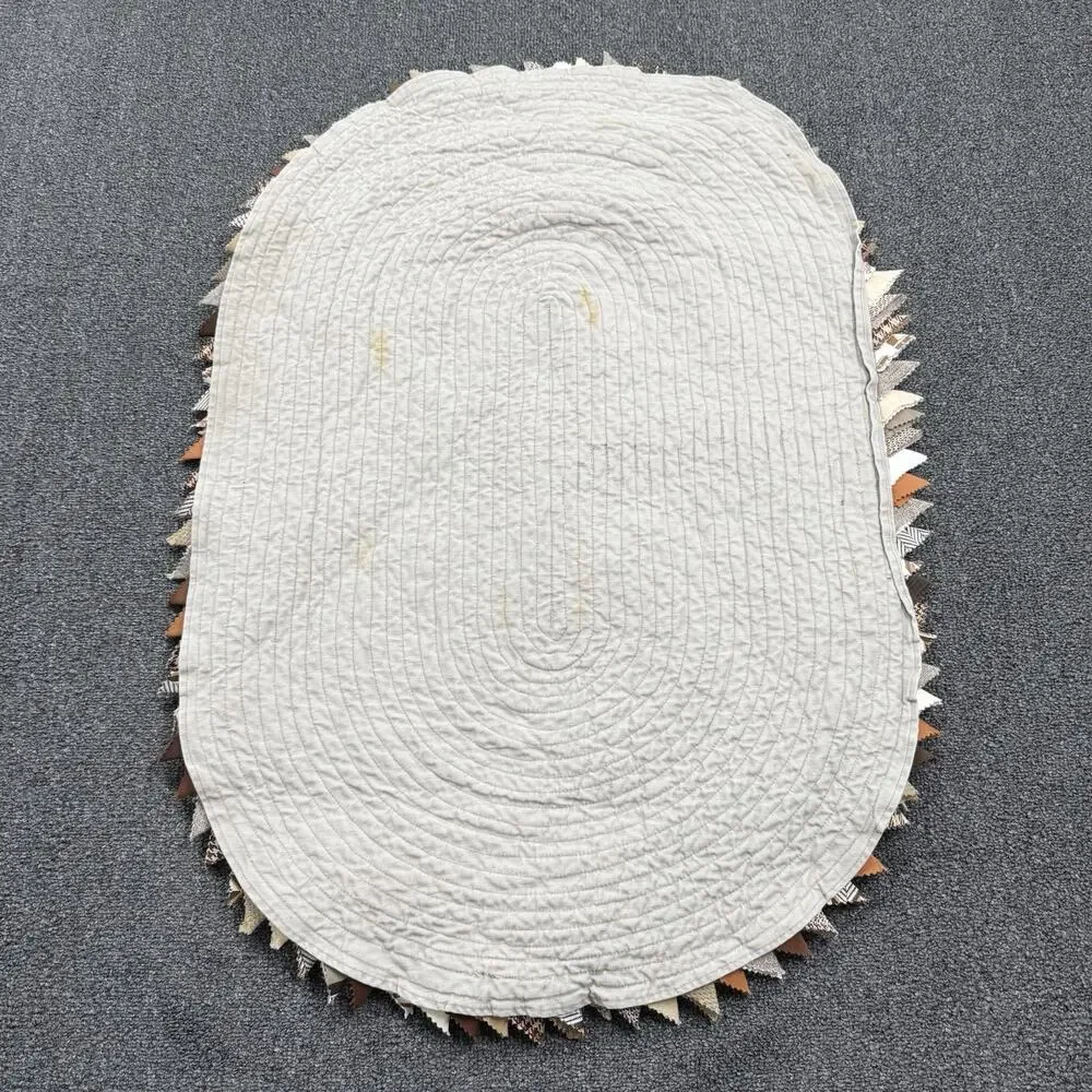 Round Rag Scrap Fabric Fall Colored Rug Table Runner Home Decor 32